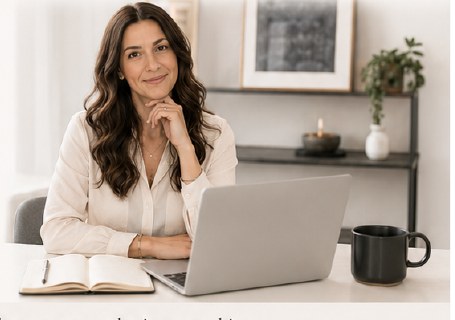 Anastasia working at a desk